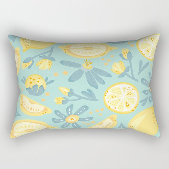 Lemon Pattern Mint Rectangular Pillow