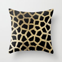 Modern luxury black and gold foil animal print Throw Pillow