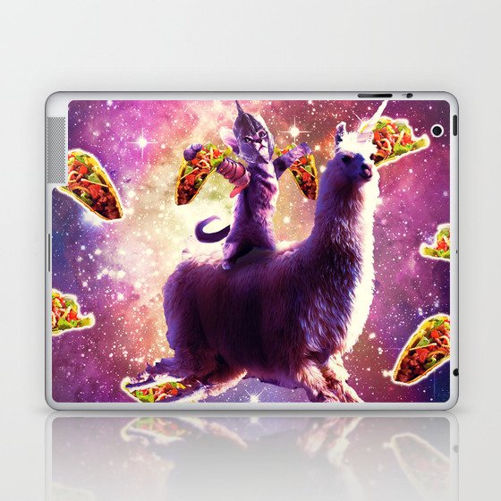 Warrior Space Cat On Llama Unicorn - Taco Laptop & iPad Skin