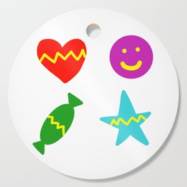 Happy Valentines Day : Heart, Star, Candy and Smile Emojie Cutting Board
