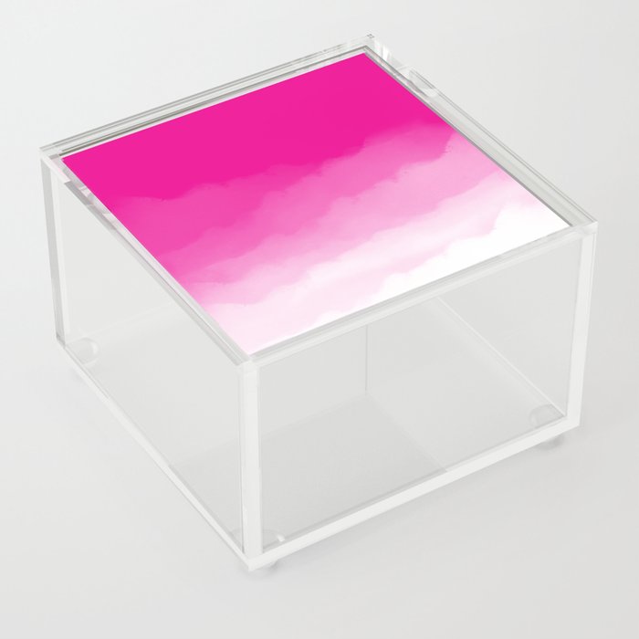 Magenta Watercolor Ombre (magenta pink/white) Acrylic Box