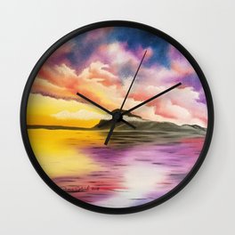Drama Drama Drama, Cloudy Sky, Colorful Sunset, Beach Sunset Wall Clock