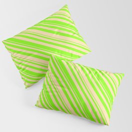 [ Thumbnail: Chartreuse and Tan Colored Lined Pattern Pillow Sham ]