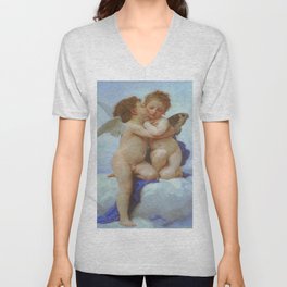 Kissing Cupid and Psyche---L'Amour et Psyché V Neck T Shirt