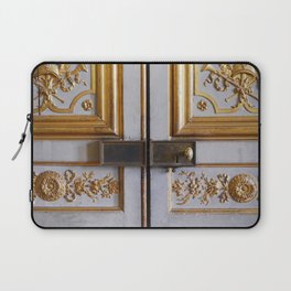 Medieval castle life | Old door lock and gold gilding carved wooden doors Laptop Sleeve