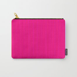 [ Thumbnail: Red & Fuchsia Colored Stripes Pattern Carry-All Pouch ]