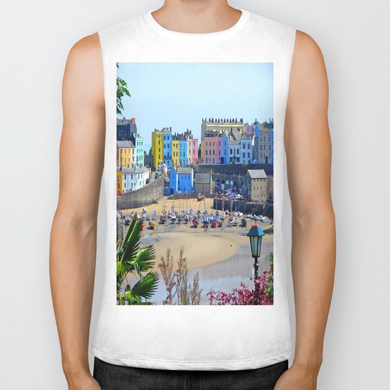Tenby Harbour.Colour.Reflection. Biker Tank