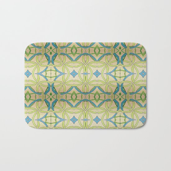 Blue Green Abstract Bath Mat