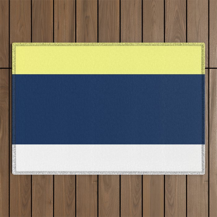 Navy yellow stripes Outdoor Rug