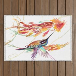 Hummingbird and Succulent Flowers Outdoor Rug