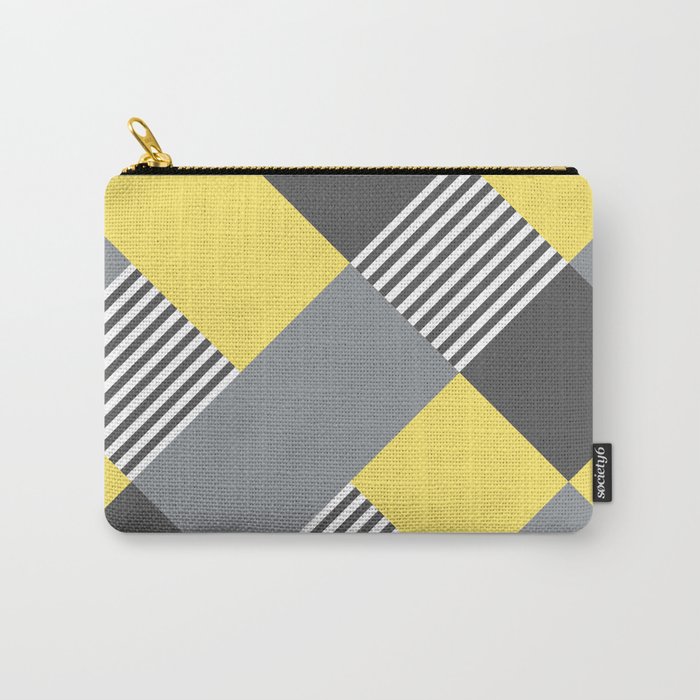Diamond Plaid Stripes Harlequin Gray Grey Yellow White Carry-All Pouch