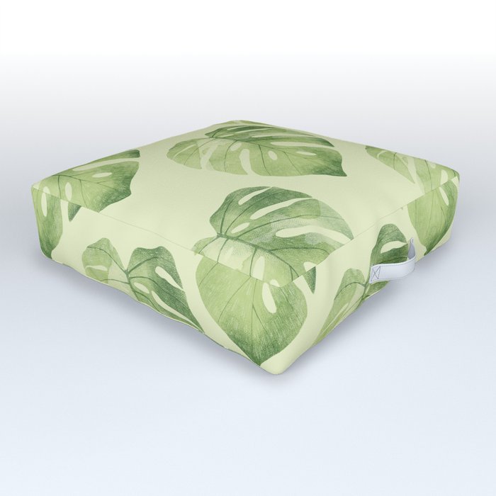 Monstera Leaf Seamless Pattern Outdoor Floor Cushion