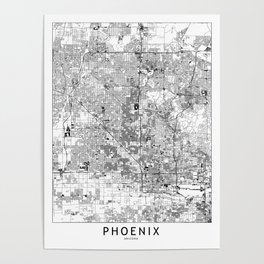 Phoenix White Map Poster