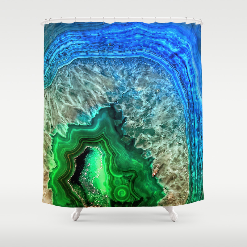 Turquoise Green Agate Mineral Gemstone Shower Curtain By