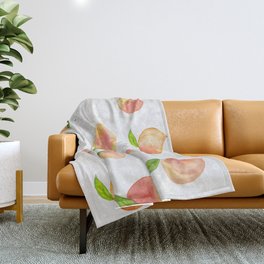 Fun Watercolor Peaches Throw Blanket