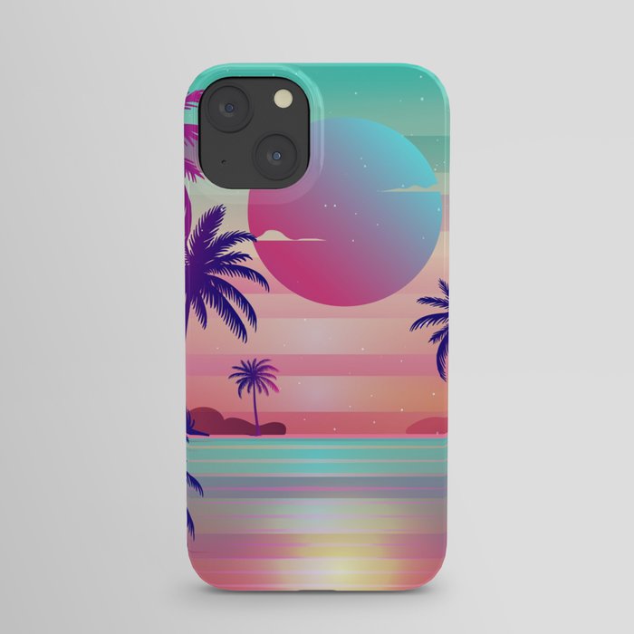 Sunset Palm Trees Vaporwave Aesthetic iPhone Case