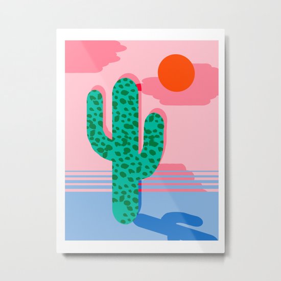 No Foolin - retro throwback neon art design minimal abstract cactus desert palm springs southwest Metal Print