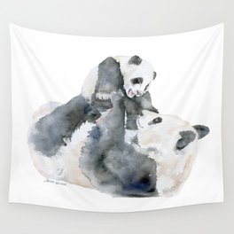 Mother and Baby Panda Bears Wall Tapestry