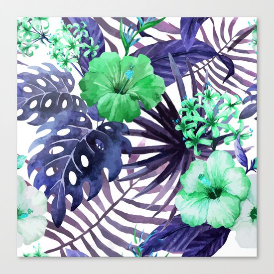 Watercolor botanical leaves Canvas Print
