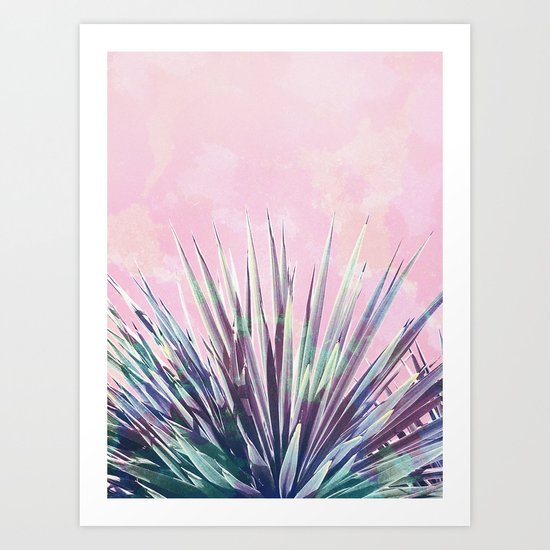 Vintage Yucca Palm - Pink Art Print