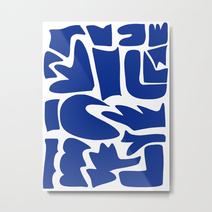 Blue shapes on white background Metal Print