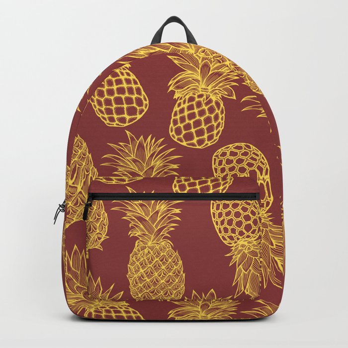 Fresh Pineapples Maroon & Yellow Backpack