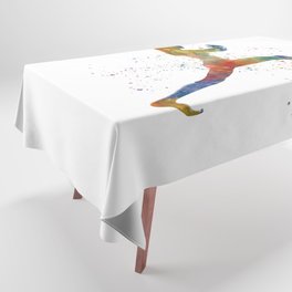 woman practices yoga in watercolor Tablecloth