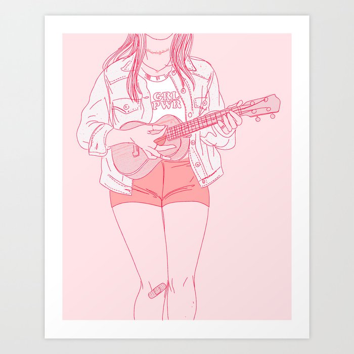 ukulele player Art Print