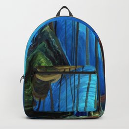 Big Sky Country, Forest Morning Blue portrait painting by Emily Carr Backpack