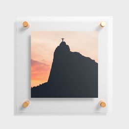 Brazil Photography - Silhouette Of Christ The Redeemer On Top Of The Hill Floating Acrylic Print