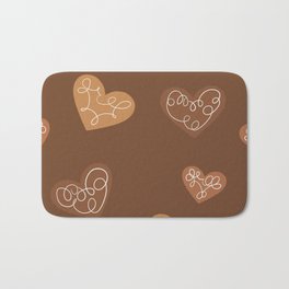 Gingerbread Hearts Brown Bath Mat