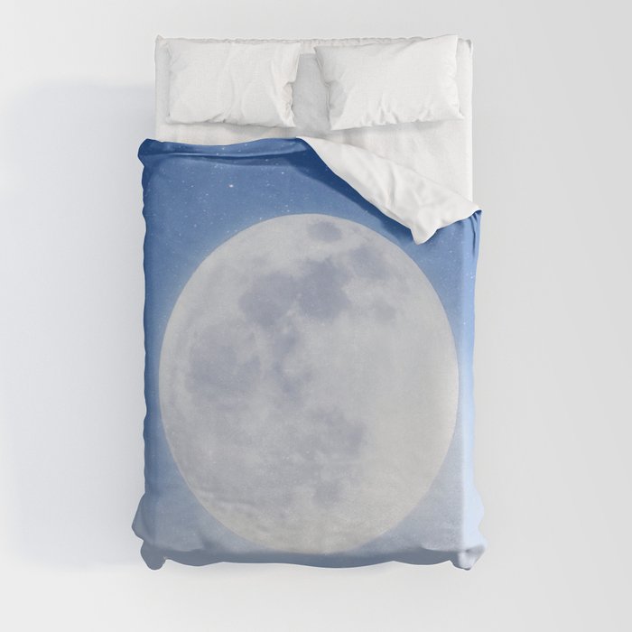Cloudy Starry Moon Duvet Cover