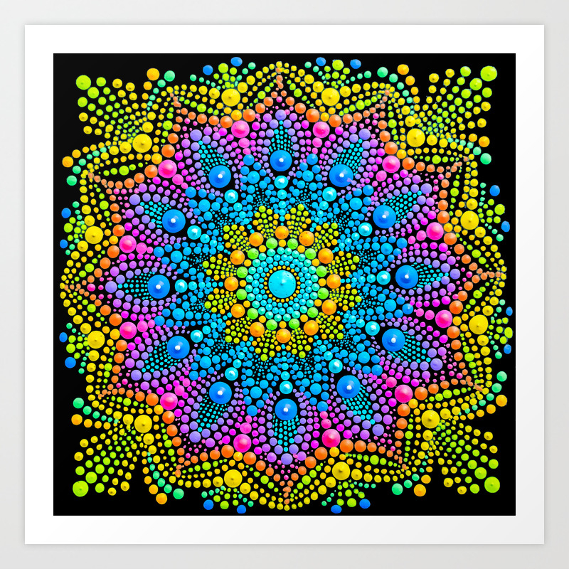 Mandala Painting On Canvas Mini Yellow Art Print By