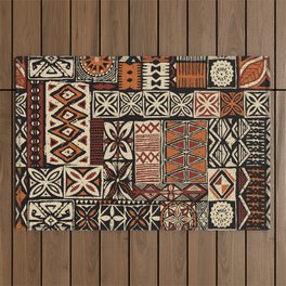 Hawaiian style tapa tribal fabric abstract patchwork vintage vintage pattern Outdoor Rug