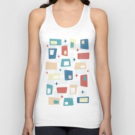 Atomic Age - Mid Century Modern Blocks in Celadon Blue, Yellow, Peach, Teal and Salmon Unisex Tank Top