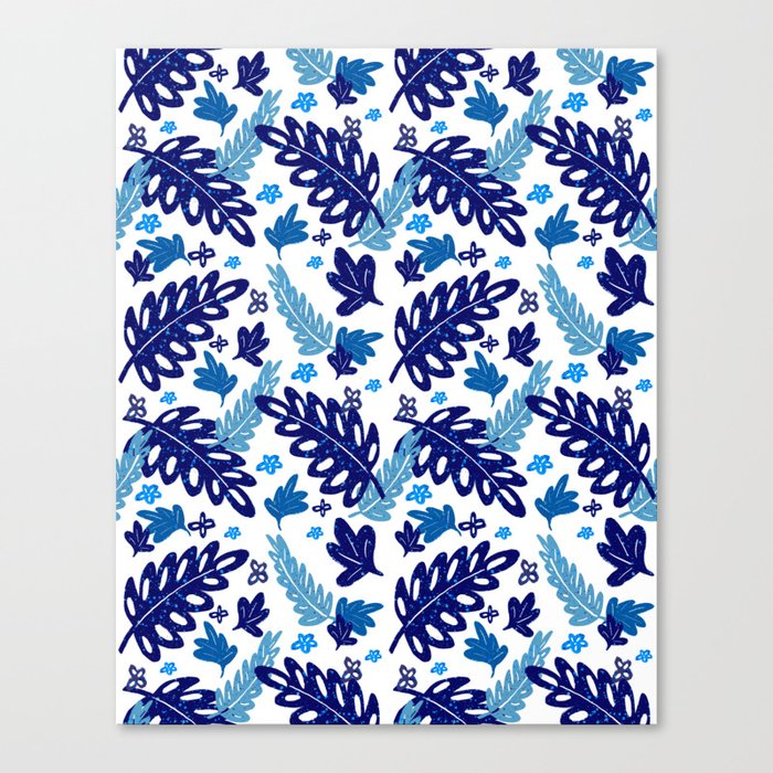 Indigo leaf pattern Canvas Print