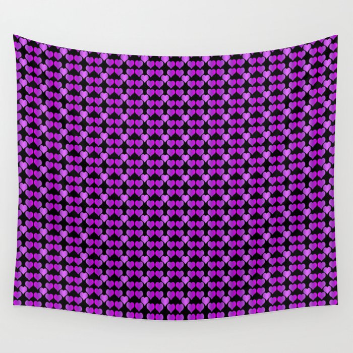 Purple Glitter Modern Heart Collection Wall Tapestry