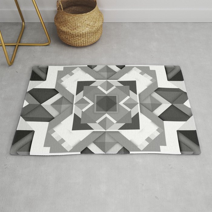 Black And White Geometric Geometry Mandala Diamond Square Pattern Graphic Rug By Aej Design Black And White Geometric Geometry Mandala Diamond Square Pattern Graphic Rug By Aej Design