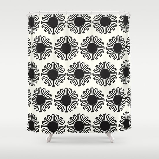 vintage flowers black Shower Curtain