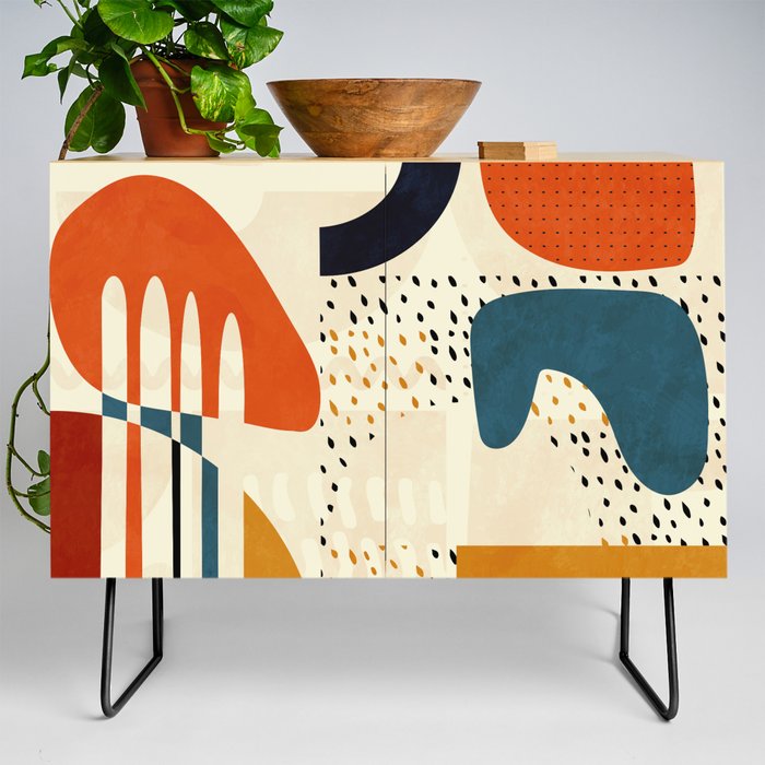 mid century shapes geometric abstract color 1 Credenza