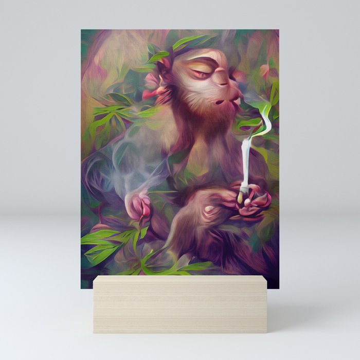 Monkey Smoking Weed Mini Art Print