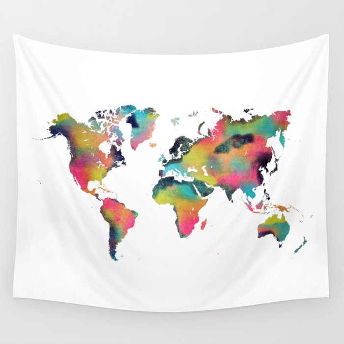 world map 3 Wall Tapestry by Justyna Jaszke JBJart | Society6