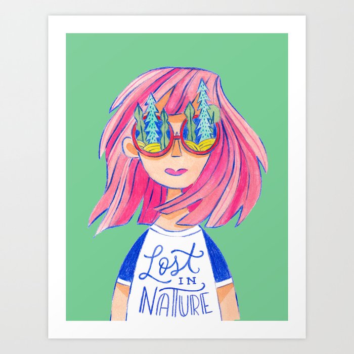 Lost in Nature Girl Portrait Art Print
