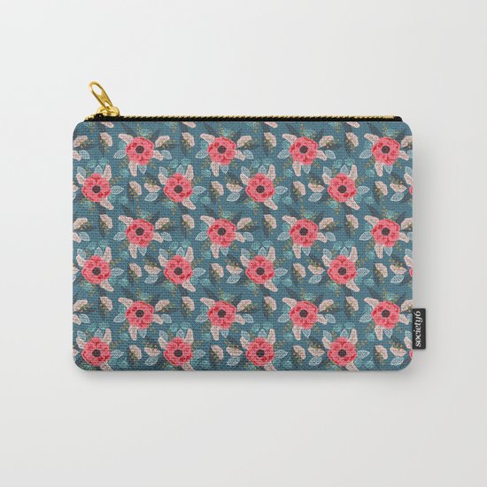 Poppy flowers garden nature mother trendy hipster boho botanical pattern floral print watercolor art Carry-All Pouch