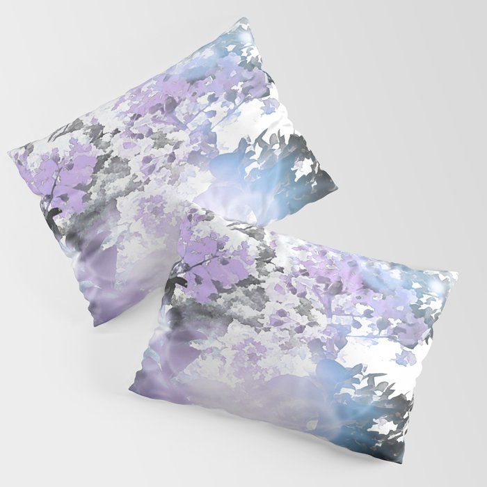 Watercolor Floral Lavender Teal Gray Pillow Sham