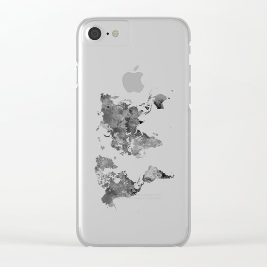 World map in watercolor gray Clear iPhone Case