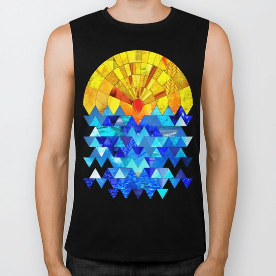 Sun & Sea Collage Biker Tank