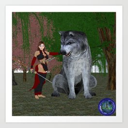Women and Beast Series #4: Samurai Wolf Clan Art Print | Comic, 3D, Animal 