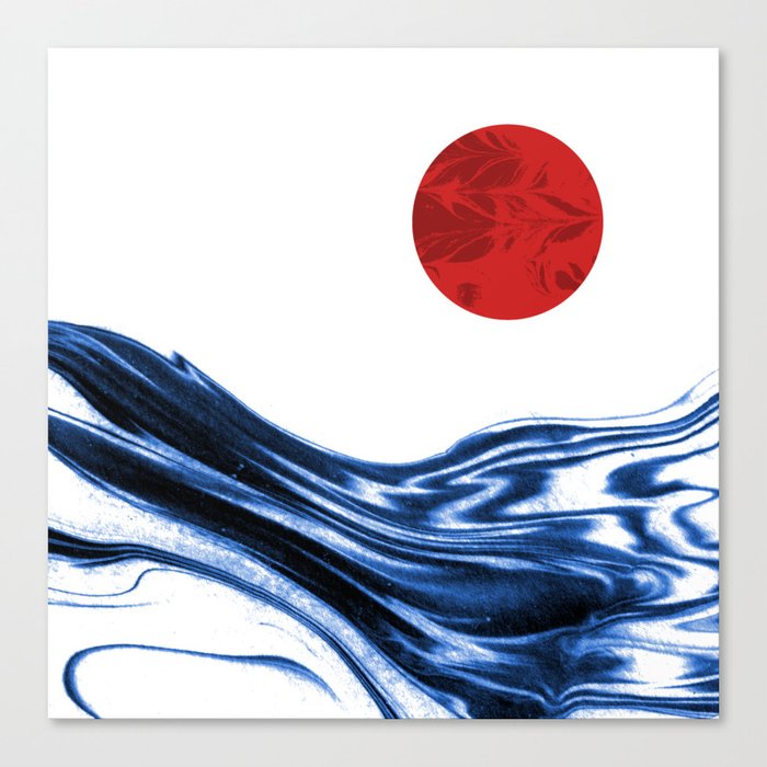 Abstract Painting Modern Minimal Red Black And White Space Out