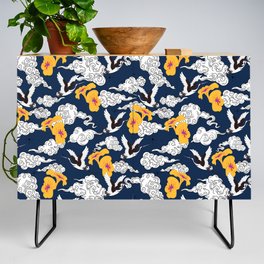 Japanese Clouds and Cranes No. 1 Navy Blue Credenza